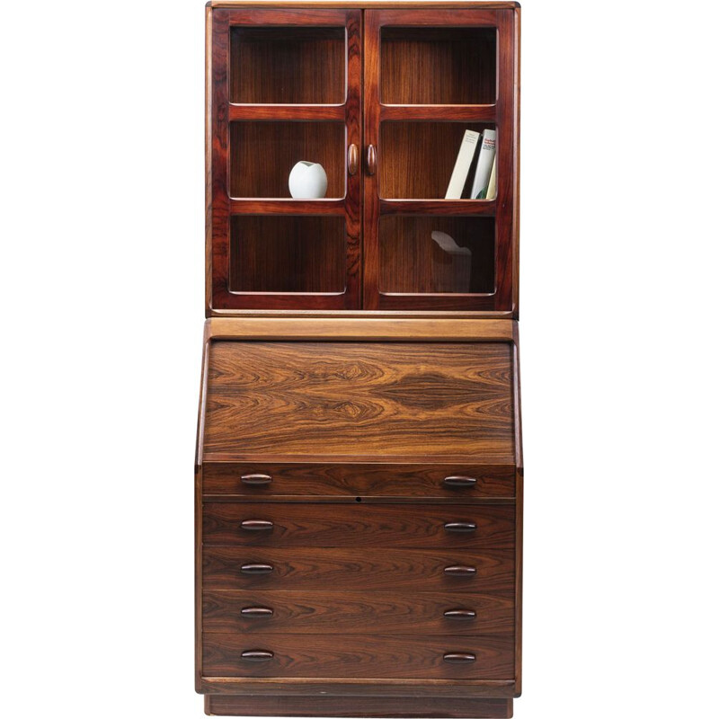 Vintage rosewood secretary with display case for Dyrlund, 1960