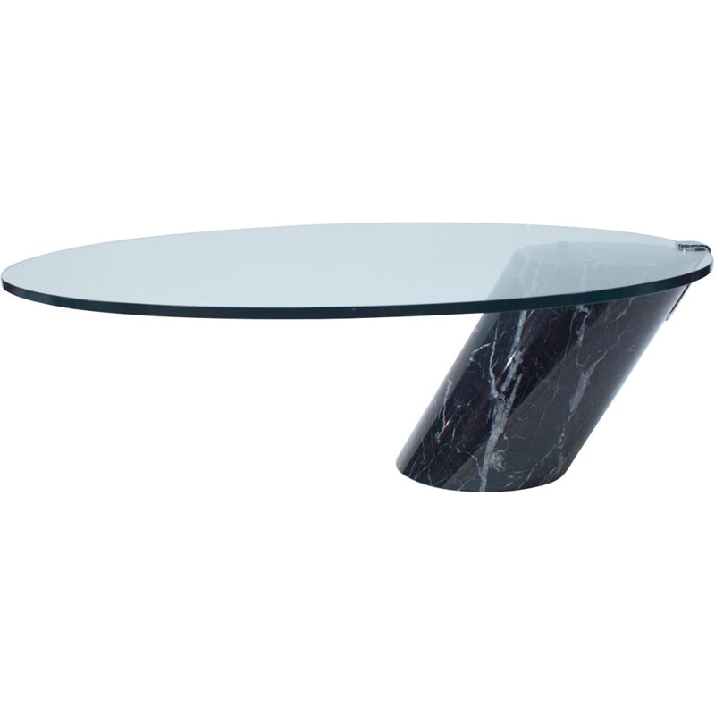 Vintage Black Marble and Glass Coffee Table Model K1000 by Team Form for Ronald Schmitt, 1970s