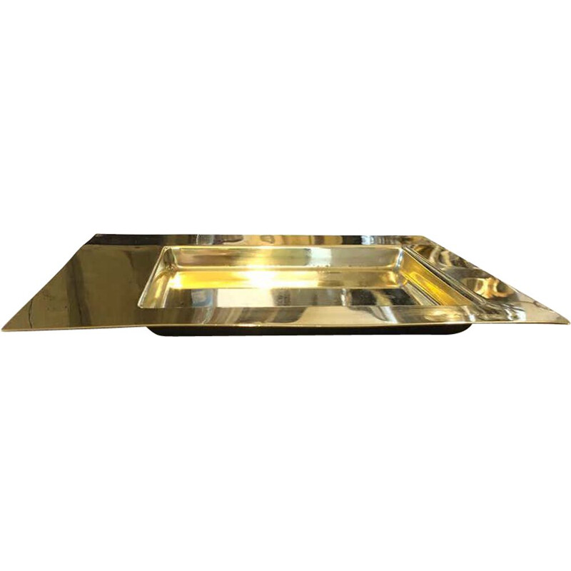 Mid-Century Squared Brass Tray by Cleto Munari, 1970