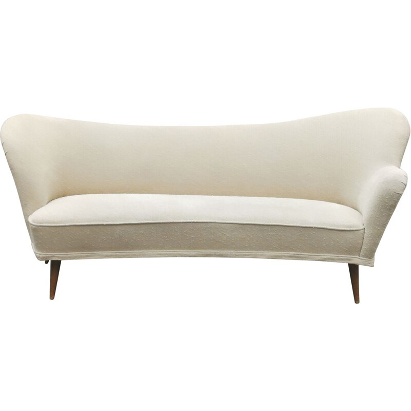 Vintage sculptural Meridienne sofa Swedish asymmetrical bow 1960