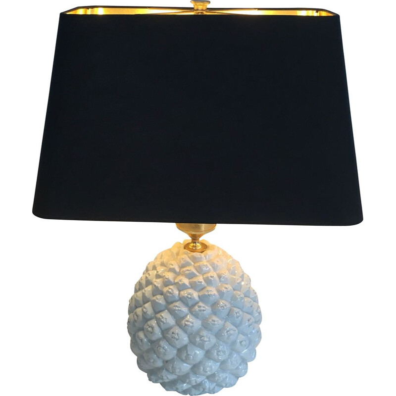 Vintage Porcelain Pineapple Lamp, Italy 1970