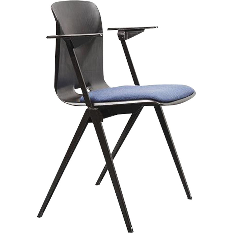 Vintage chairs Galvanitas S22 Ebony armrests Black Cushion blue