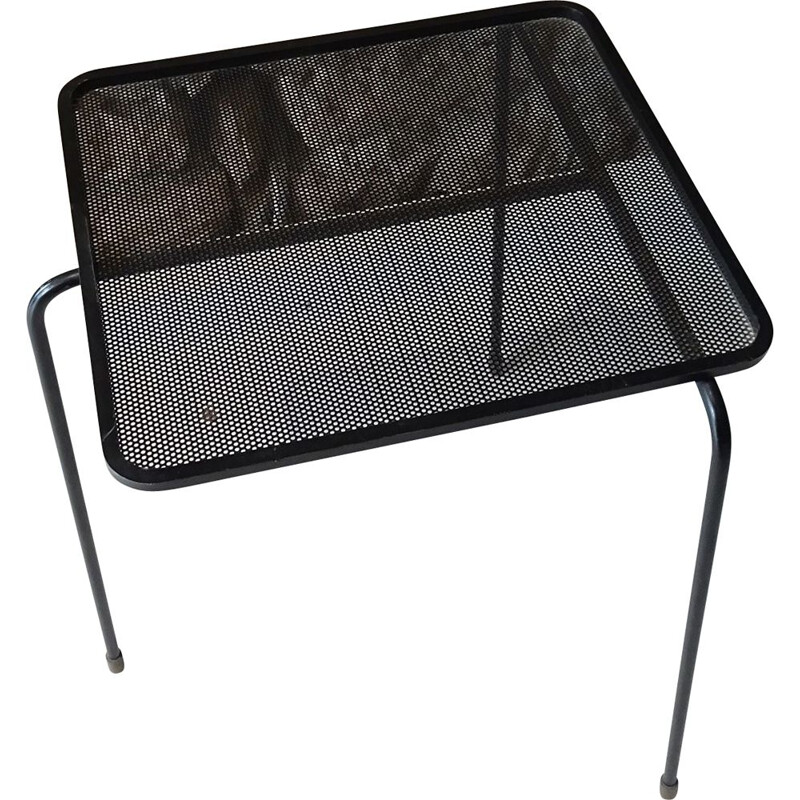 Vintage table model 'Soumba' by Mathieu Matégot Black lacquered perforated sheet metal