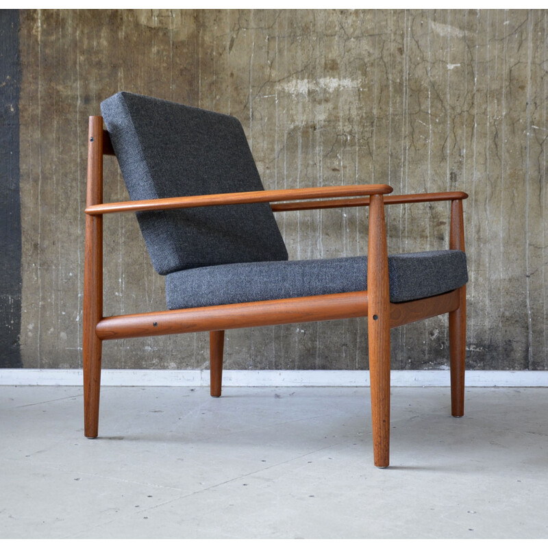 France & Son mid-century armchair in teak and fabric, Grete JALK - 1960s