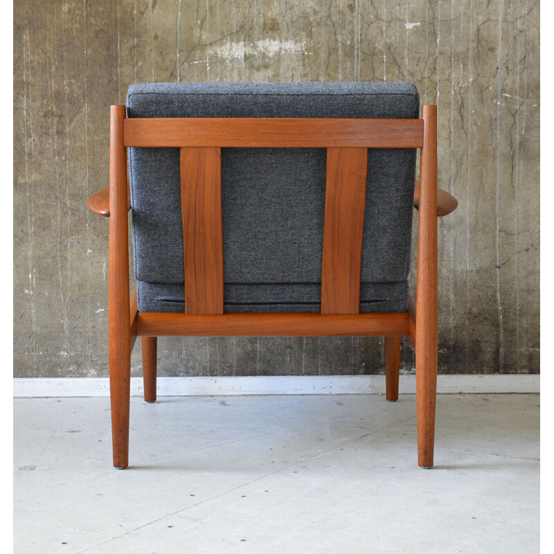 France & Son mid-century armchair in teak and fabric, Grete JALK - 1960s