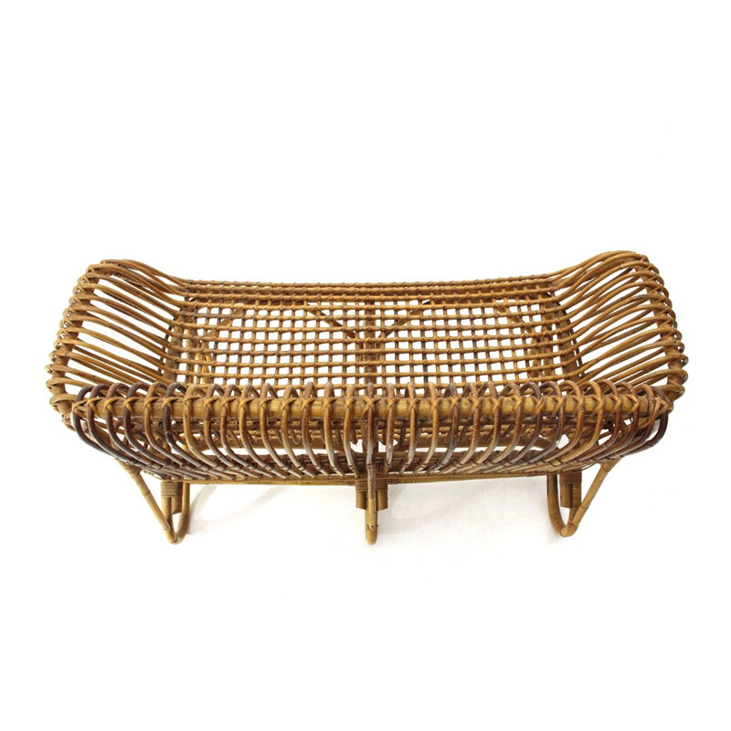 Vintage sofa 2 seater rattan italian 1950