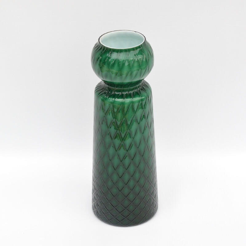 Grand vase vintage Green Friedrich Kristall, Allemagne1950