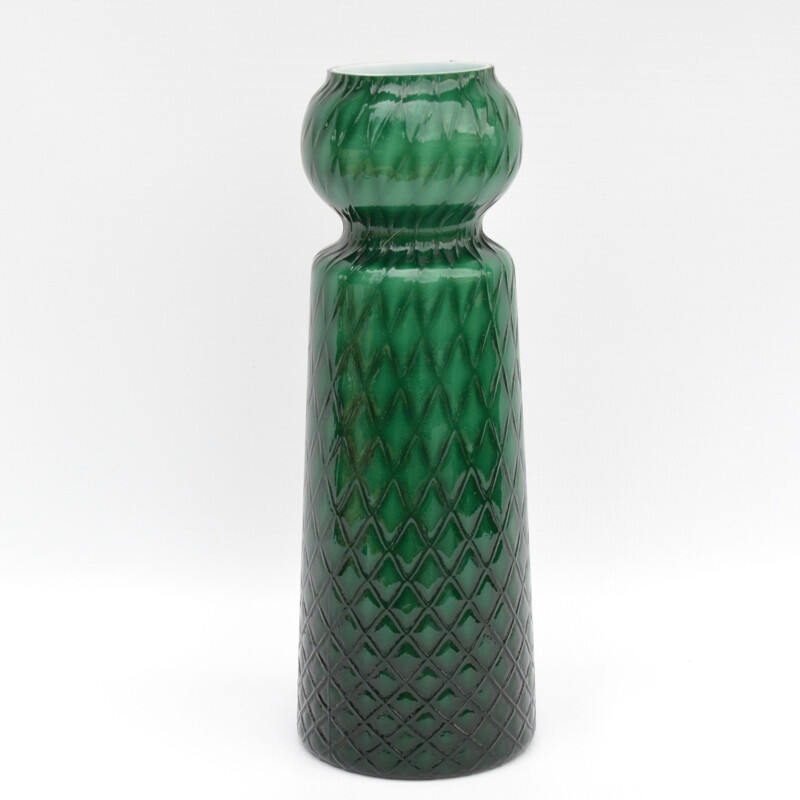 Large vintage vase Green Friedrich Kristall, Germany 1950s