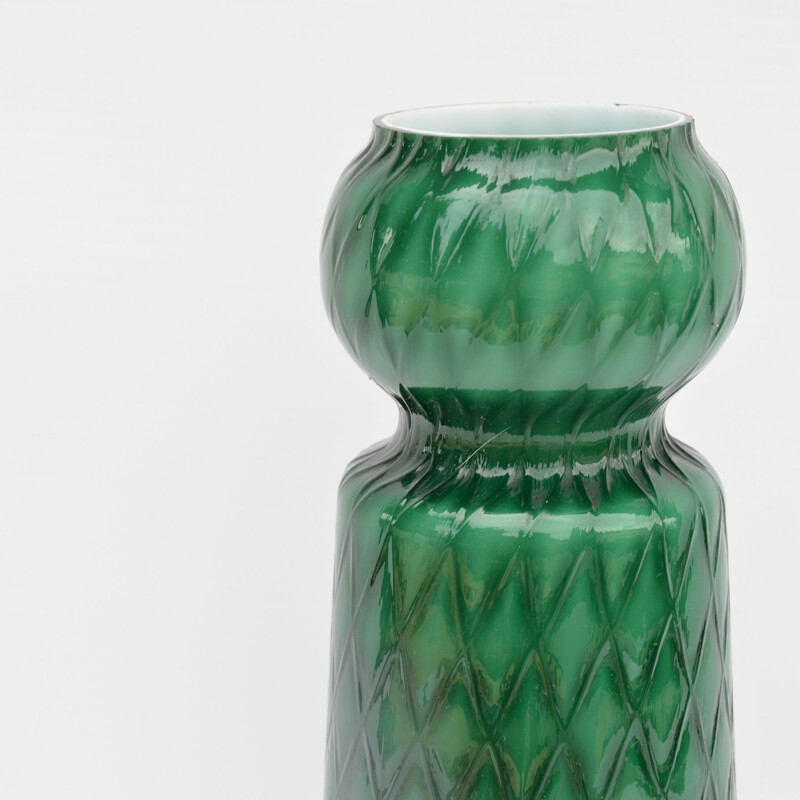 Grand vase vintage Green Friedrich Kristall, Allemagne1950