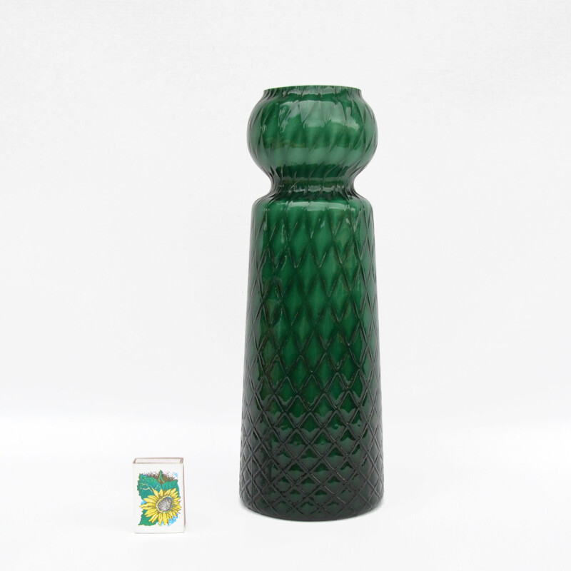 Large vintage vase Green Friedrich Kristall, Germany 1950s