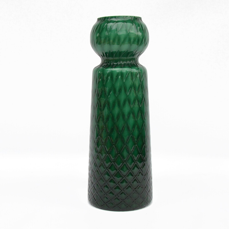 Large vintage vase Green Friedrich Kristall, Germany 1950s