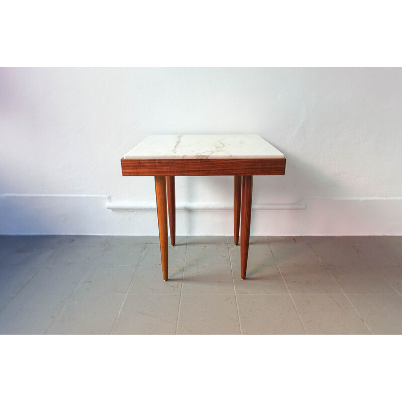 Vintage Tavern Table with Marble Top Portuguese, 1960