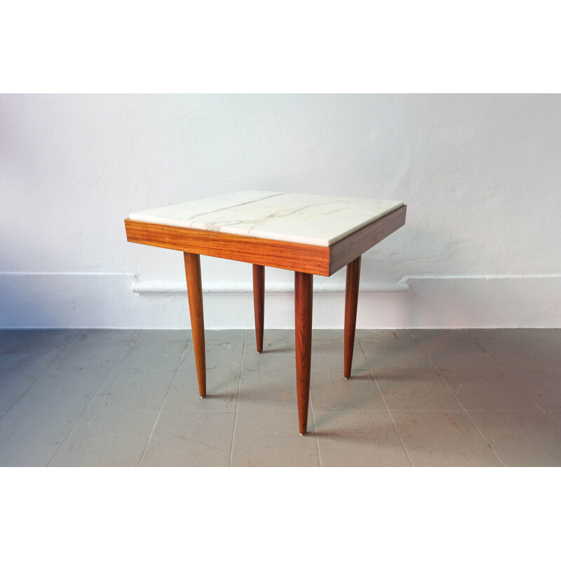 Vintage Tavern Table with Marble Top Portuguese, 1960