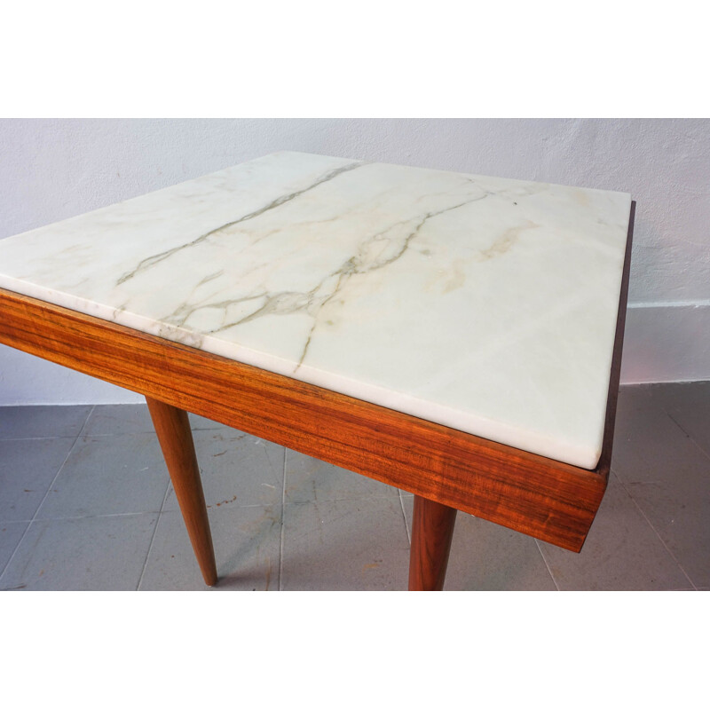 Vintage Tavern Table with Marble Top Portuguese, 1960