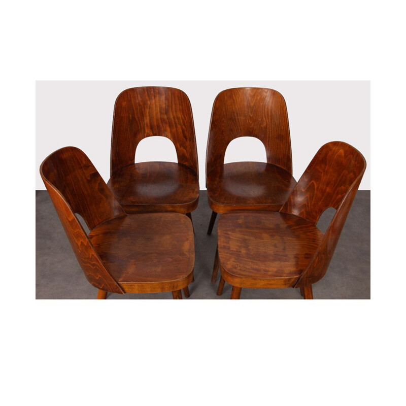 Set of 4 wooden chairs by Oswald Haerdtl for Ton, 1960