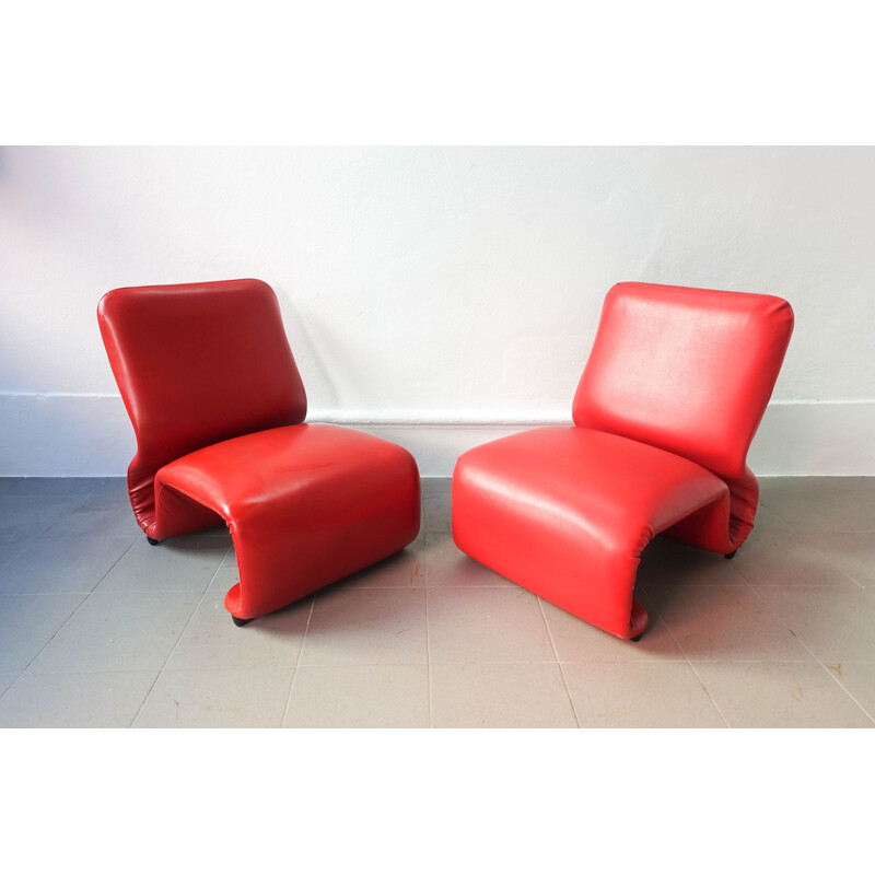Pair of vintage Low Chairs Etcetera by Jan Ekselius, 1970