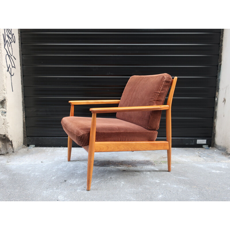 Vintage Scandinavian wooden armchair 1960