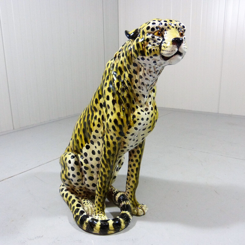 Large vintage Terracotta Cheetah Italy 1960s