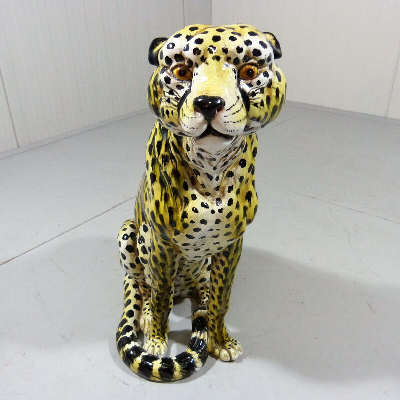 Large vintage Terracotta Cheetah Italy 1960s