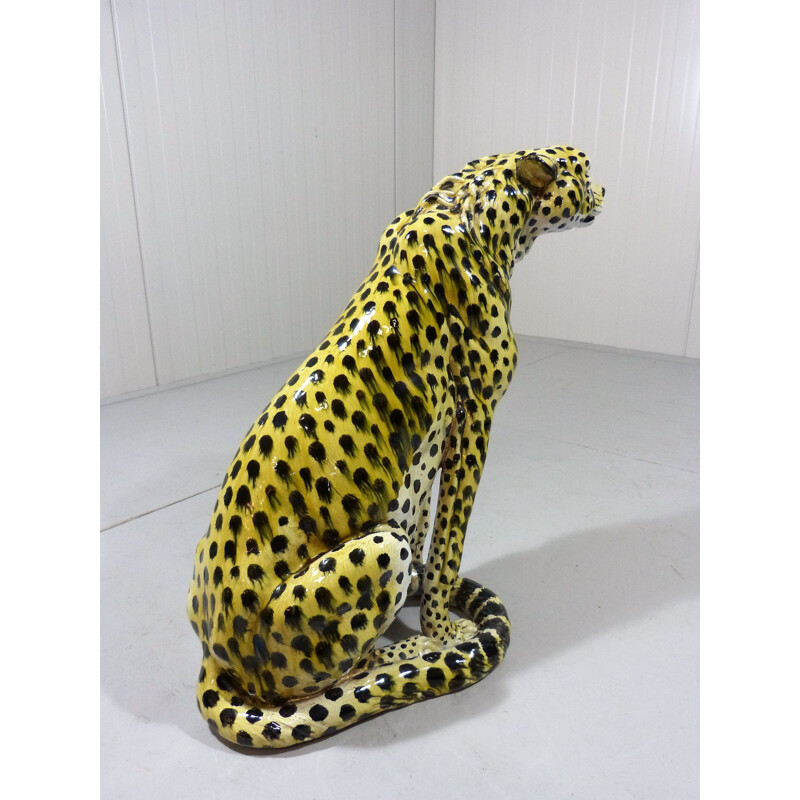 Large vintage Terracotta Cheetah Italy 1960s