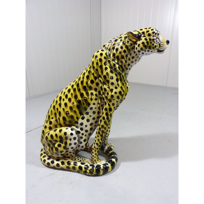 Large vintage Terracotta Cheetah Italy 1960s