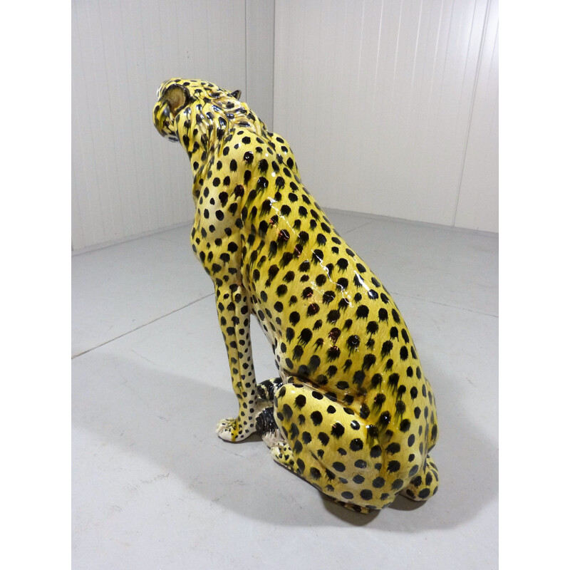 Large vintage Terracotta Cheetah Italy 1960s