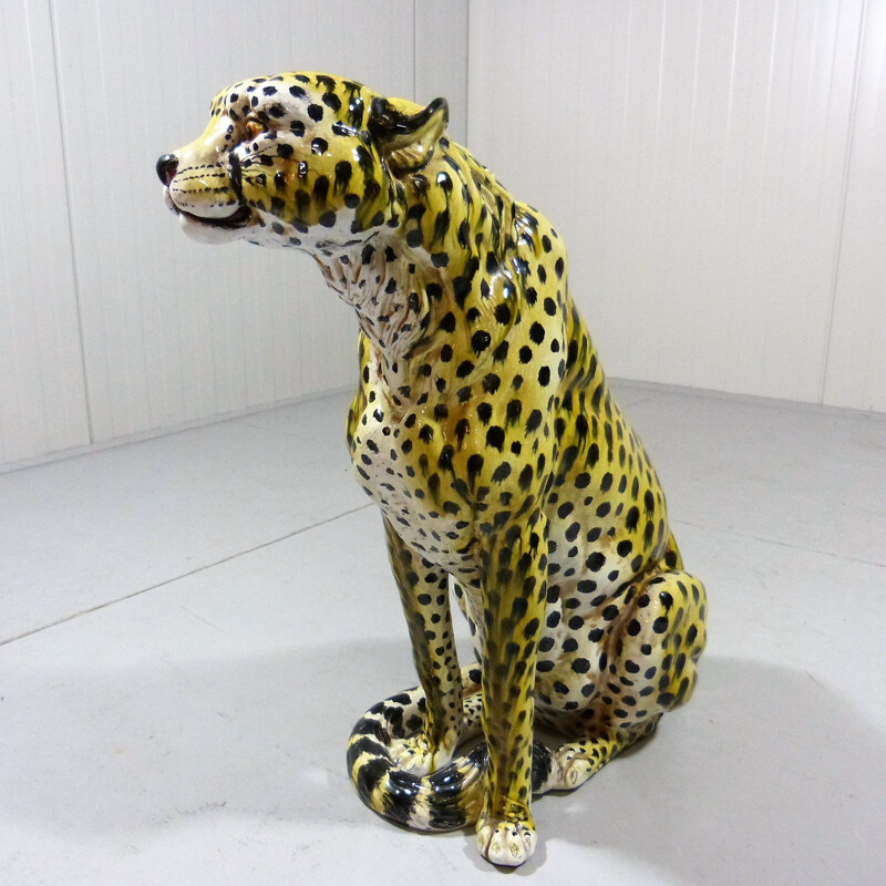 Large vintage Terracotta Cheetah Italy 1960s