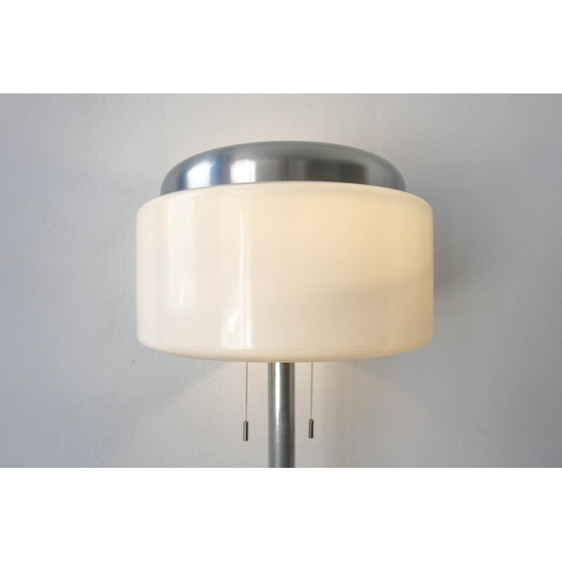 Vintage Floor Lamp in Brushed Aluminium and White, 1970s