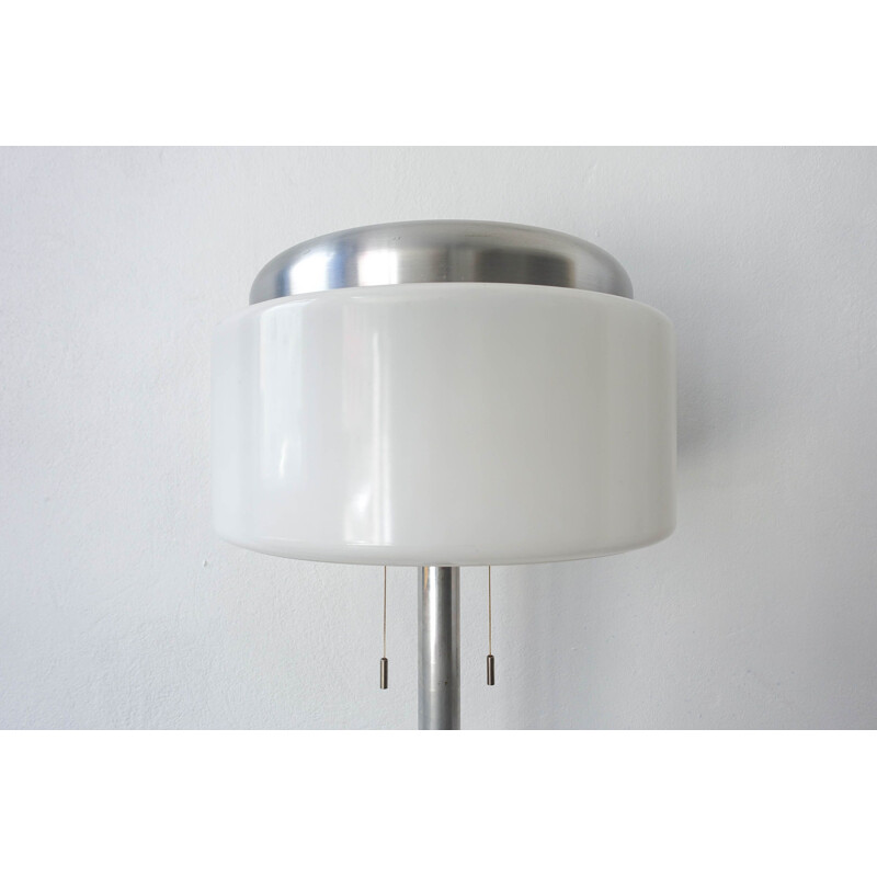 Vintage Floor Lamp in Brushed Aluminium and White, 1970s