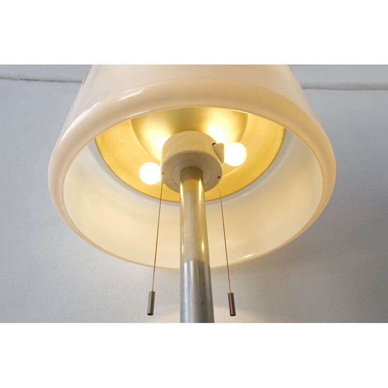 Vintage Floor Lamp in Brushed Aluminium and White, 1970s