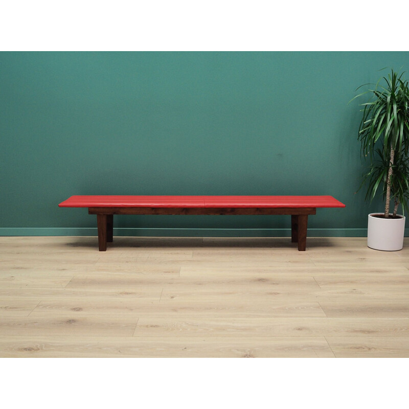 Banc Vintage en simili cuir rouge, Danemark 1990