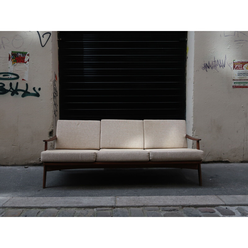 Vintage teak and danish fabric sofa 1960