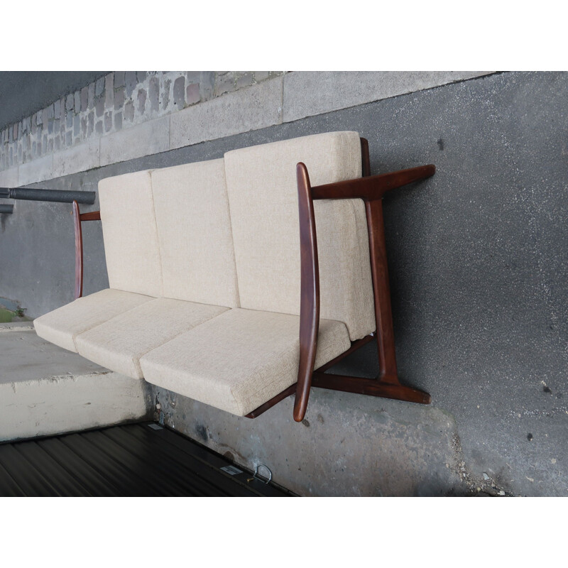 Vintage teak and danish fabric sofa 1960