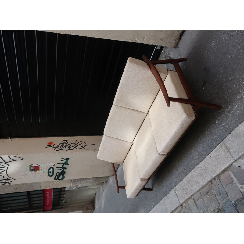 Vintage teak and danish fabric sofa 1960