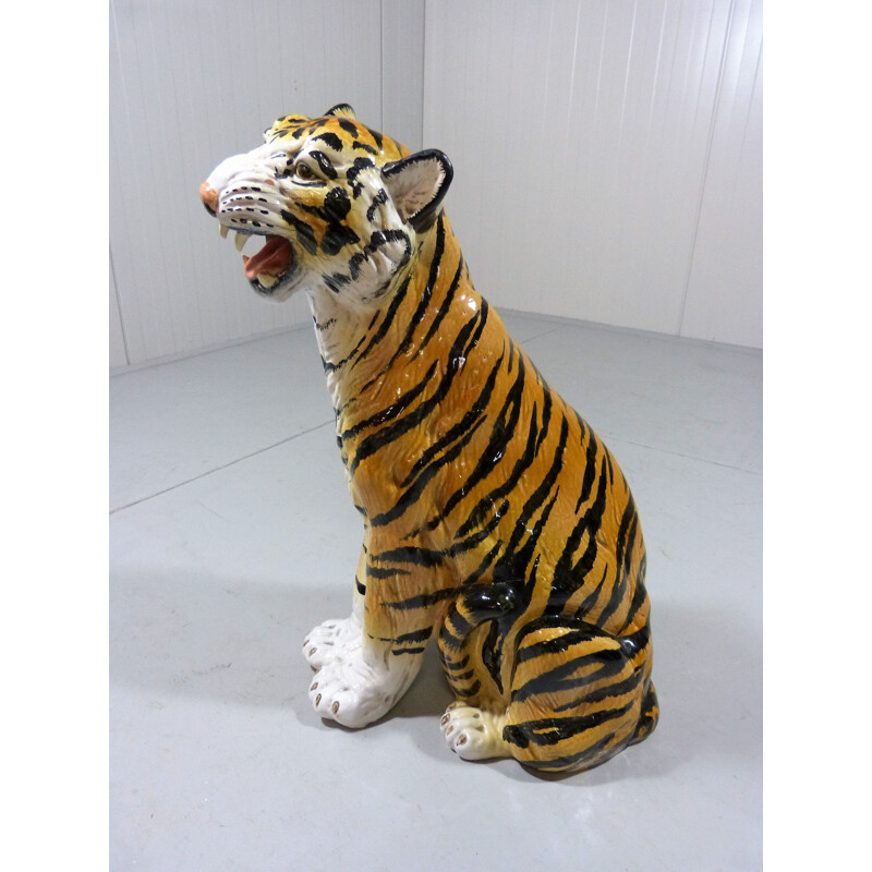 Large vintage terracotta tiger Italy 1960