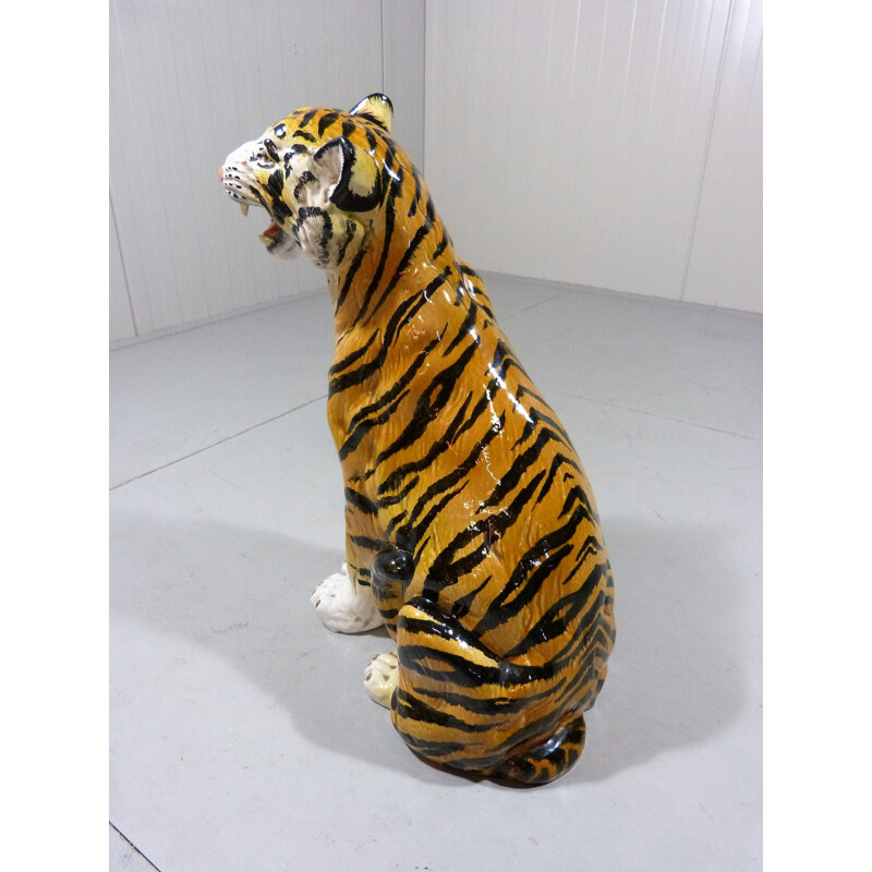 Large vintage terracotta tiger Italy 1960