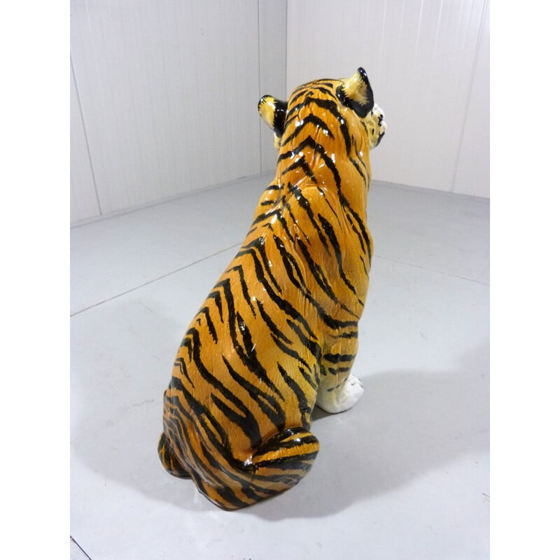 Large vintage terracotta tiger Italy 1960