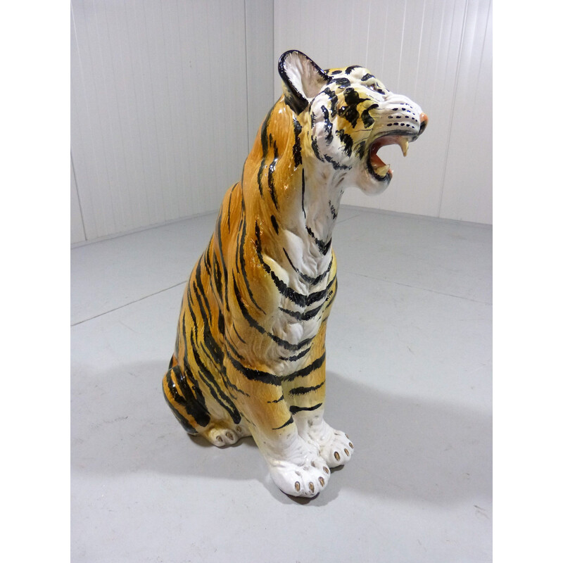 Large vintage terracotta tiger Italy 1960