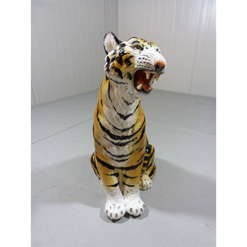 Large vintage terracotta tiger Italy 1960