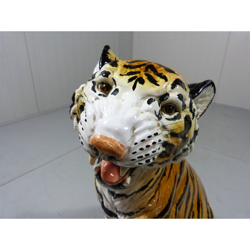 Large vintage terracotta tiger Italy 1960