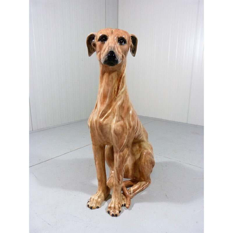 Large terracotta greyhound, Italy 1960s