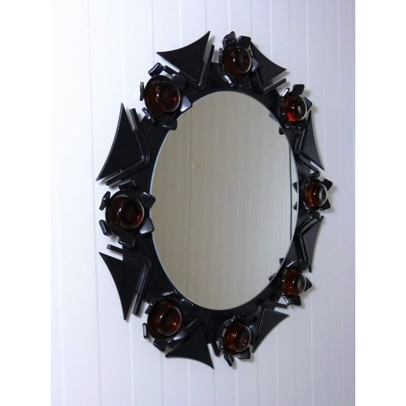 Vintage Wall mirror by Dantoft Dansk, Denmark  1960s