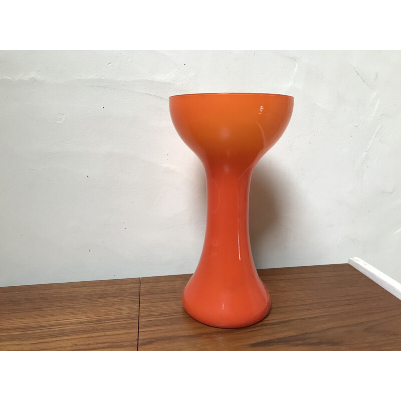 Lampe en verre vintage soufflé orange, 1970