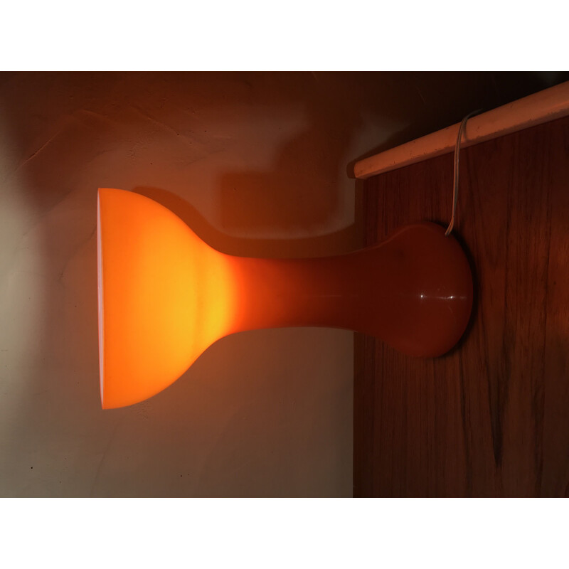 Vintage orange blown glass lamp, 1970
