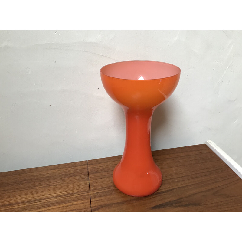 Vintage orange blown glass lamp, 1970