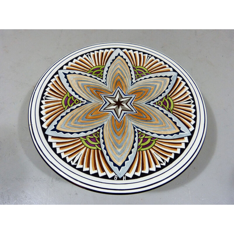 Vintage serving tray pastry plate by Henri Breetvelt for the ceramic company, Netherlands 1906