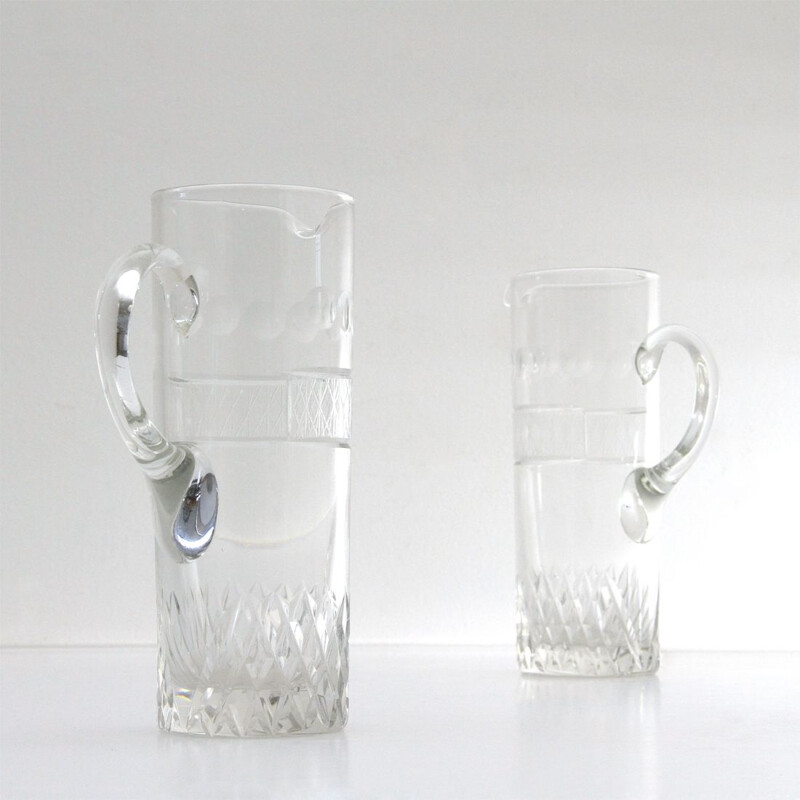 Pair of vintage glass Art decò pitchers 1930