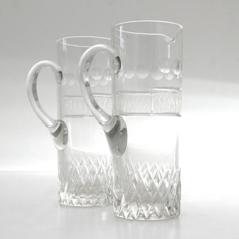 Pair of vintage glass Art decò pitchers 1930