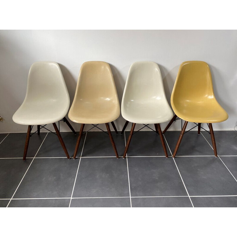 Set of 4 vintage chairs dsw fiber eames herman miller 1950