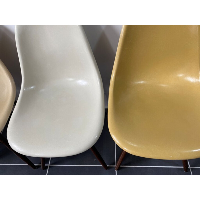 Set of 4 vintage chairs dsw fiber eames herman miller 1950